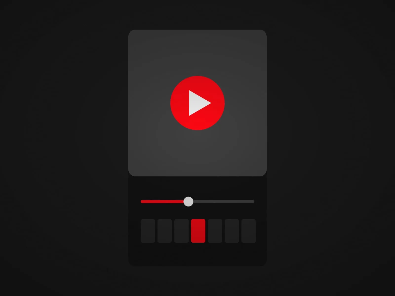 Dikey video karesi içinde kırmızı oynat düğmesi ve zaman çizelgesi